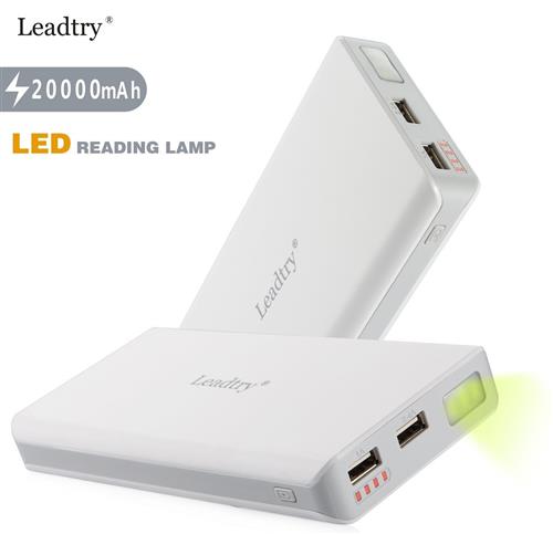 Power Bank Leadtry 20000mah External Battery with Powerful Dual USB Port Portable Charger for Iphone, tablet and mobile devices