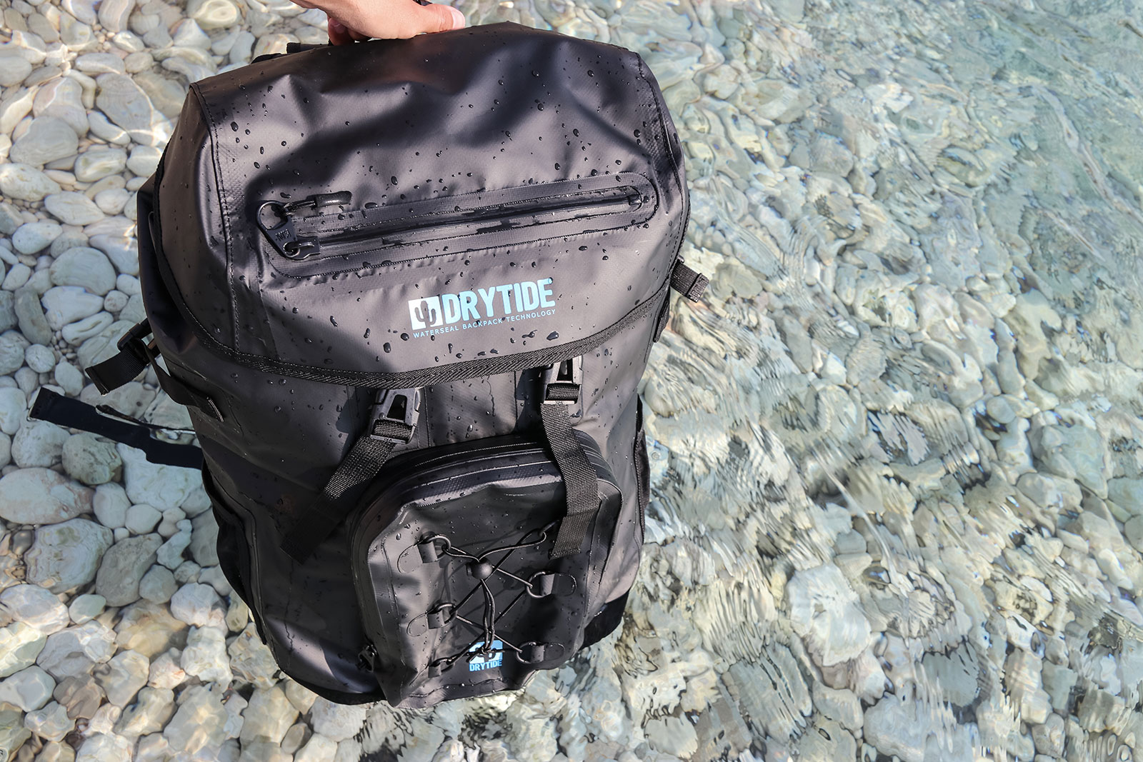 waterproof backpack in use